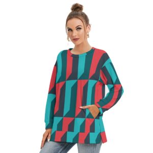 All-Over Print Women's Side Split O-neck Sweatshirt