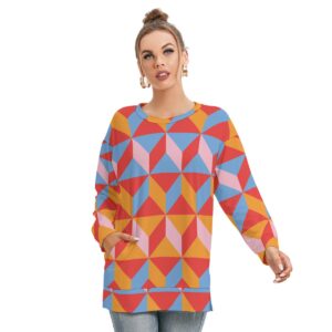 All-Over Print Women's Side Split O-neck Sweatshirt