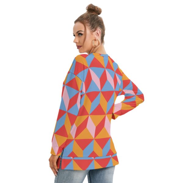 All-Over Print Women's Side Split O-neck Sweatshirt - Imagen 4