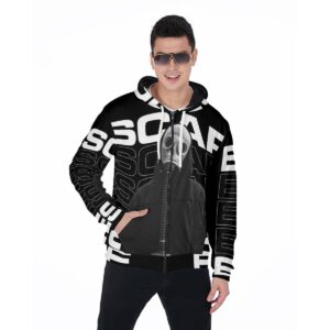 All-Over Print Zip Up Hoodie With Pocket