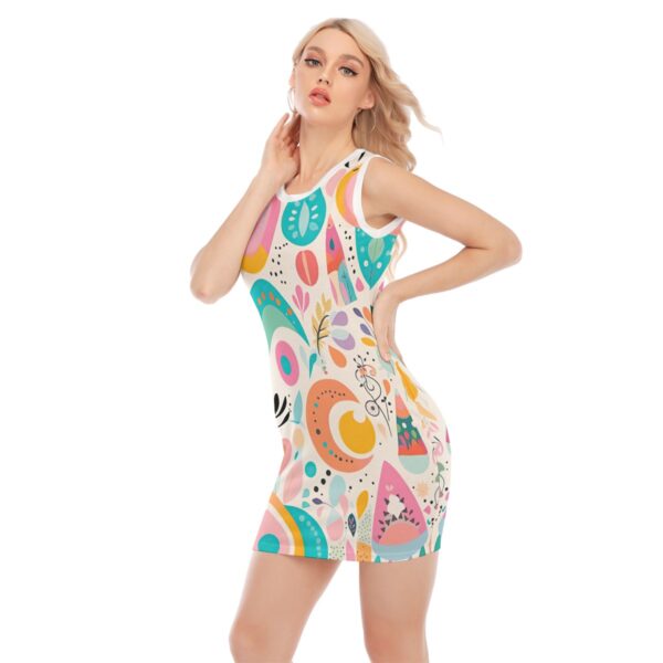 All-Over Print Women's O-neck Sleeveless Hip Skirt - Imagen 3