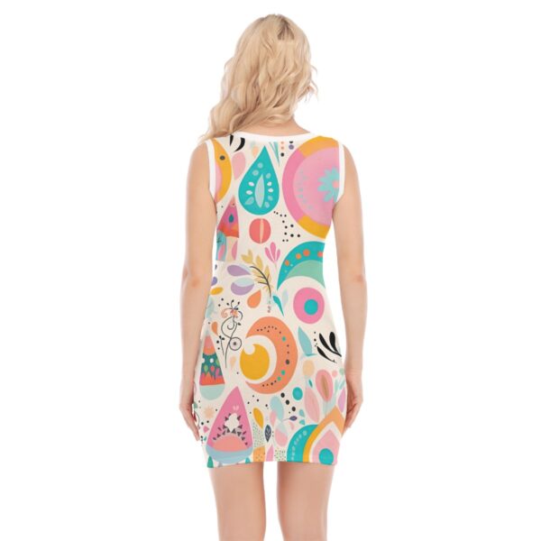 All-Over Print Women's O-neck Sleeveless Hip Skirt - Imagen 4