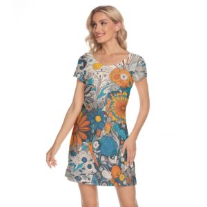 All-Over Print Women's Short Sleeve O-neck Dress