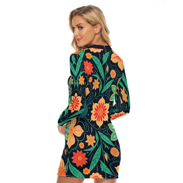 All-Over Print Women's Zip Front Tight Dress - Imagen 4