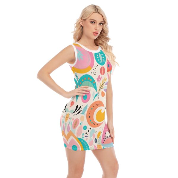 All-Over Print Women's O-neck Sleeveless Hip Skirt - Imagen 2