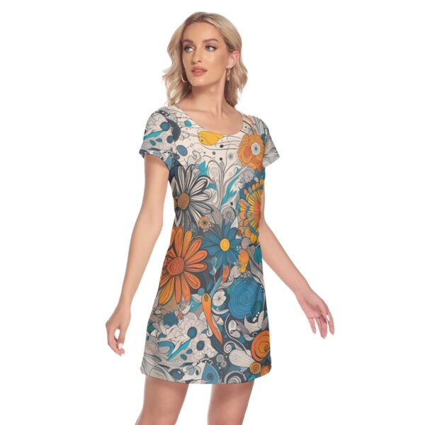 All-Over Print Women's Short Sleeve O-neck Dress - Imagen 2
