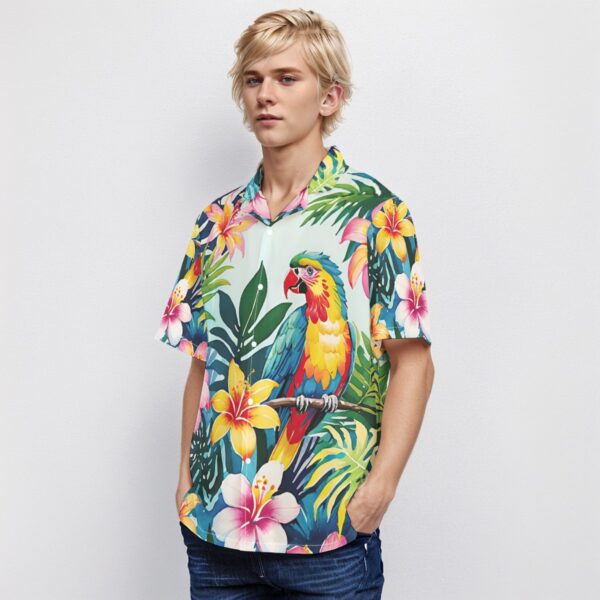 All-Over Print Men's Hawaiian Shirt With Button Closure - Imagen 3