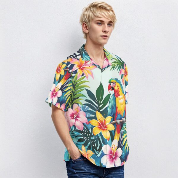 All-Over Print Men's Hawaiian Shirt With Button Closure - Imagen 2