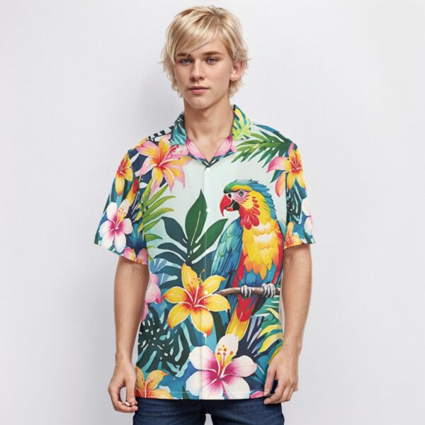 All-Over Print Men's Hawaiian Shirt With Button Closure