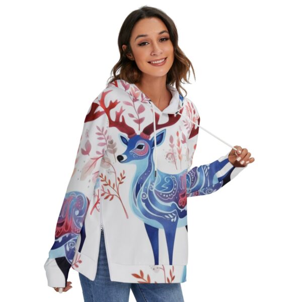 All-Over Print Women's Heavy Fleece Zip-on-the-Side Hoodie - Imagen 3
