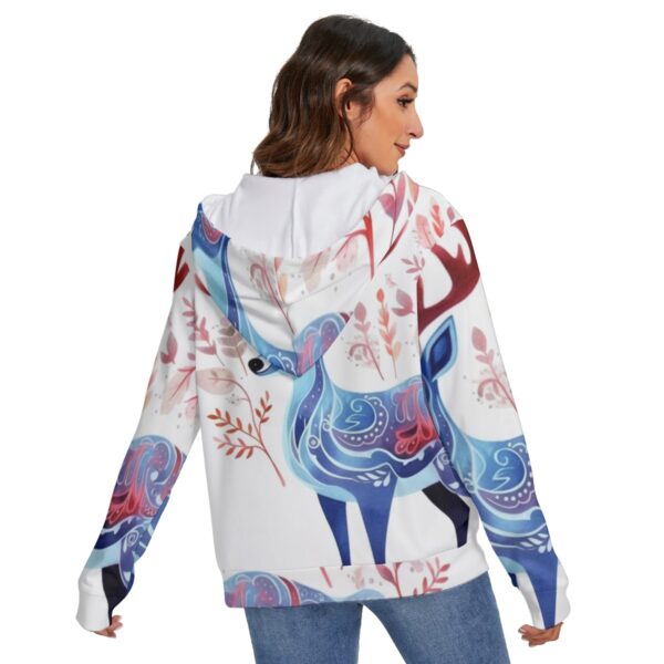 All-Over Print Women's Heavy Fleece Zip-on-the-Side Hoodie - Imagen 4