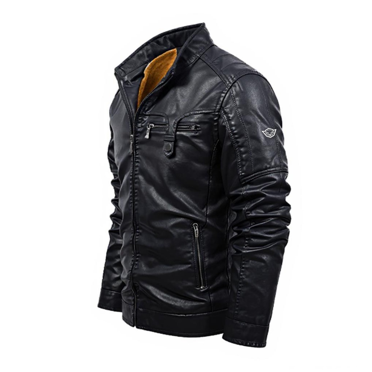 Plus Fleece Decorative Zipper Leather Jacket (DTF) - Imagen 3