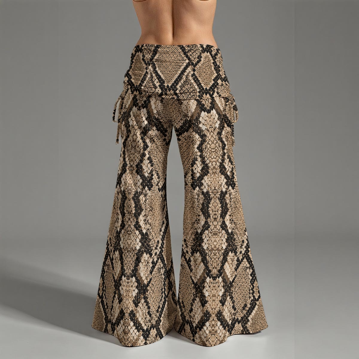 All-Over Print Women's High Waist Wide Leg Pants-Animal Print-Snake - Imagen 3