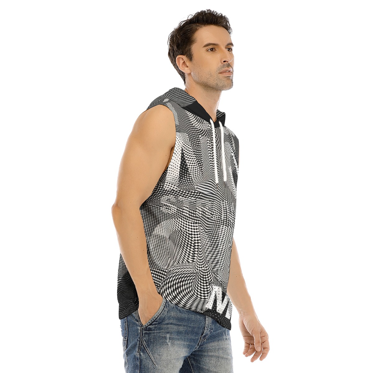 All-Over Print Men's Tank Hooded Vest - Imagen 2