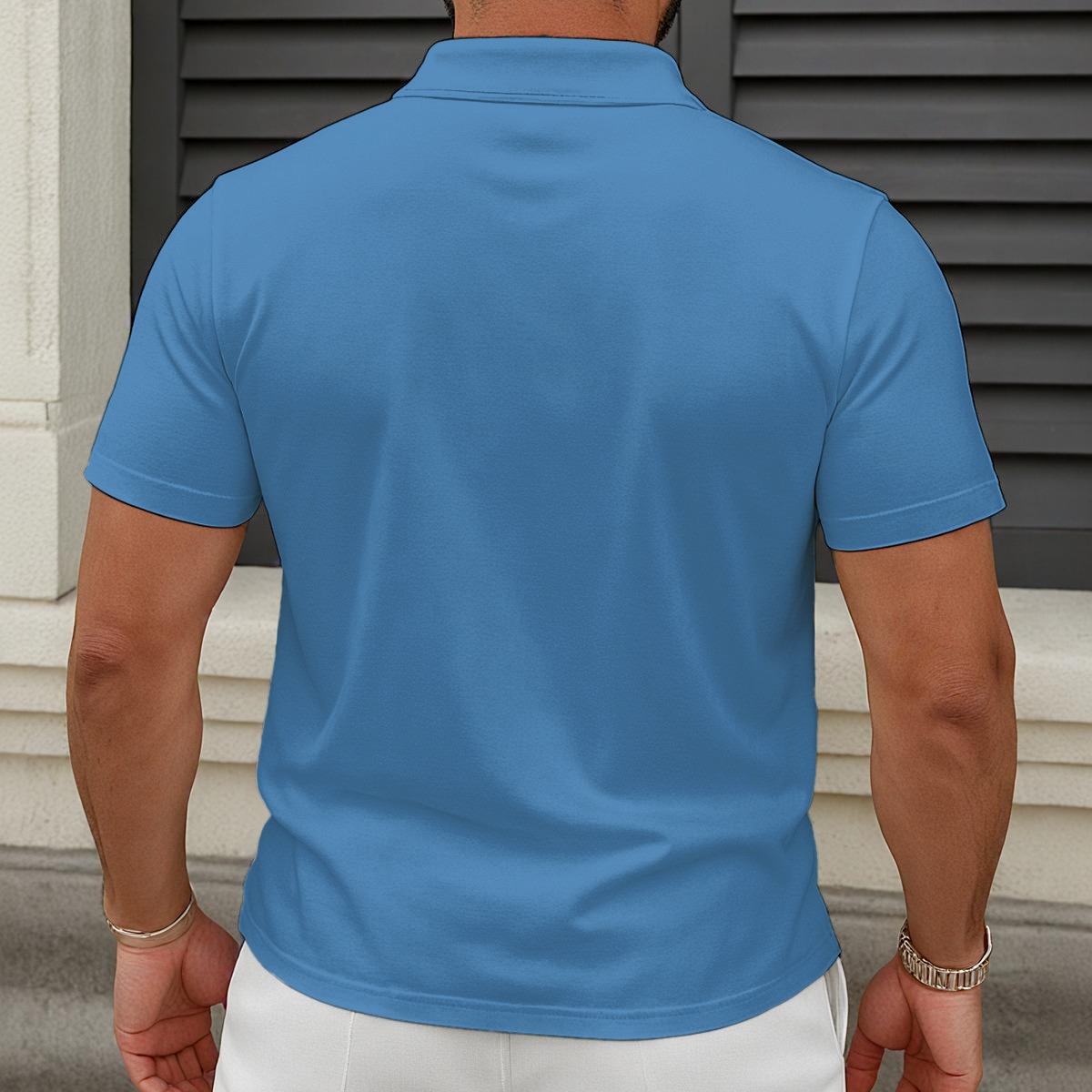 All-Over Print Men'S Short-Sleeved Zip Polo Shirt|180GSM - Imagen 2