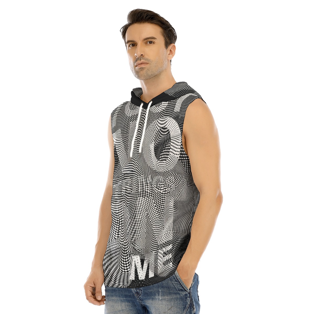 All-Over Print Men's Tank Hooded Vest - Imagen 3