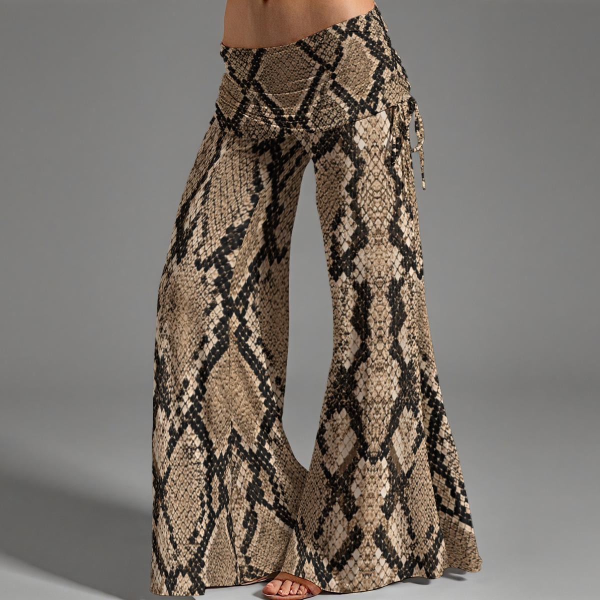 All-Over Print Women's High Waist Wide Leg Pants-Animal Print-Snake - Imagen 2
