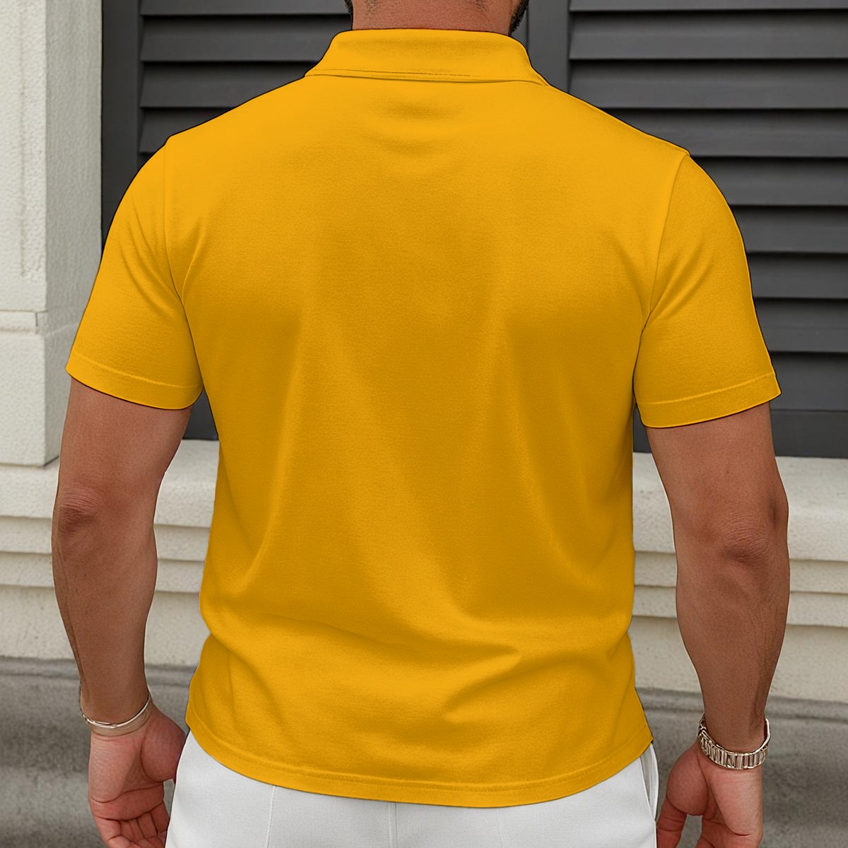 All-Over Print Men'S Short-Sleeved Zip Polo Shirt|180GSM - Imagen 2